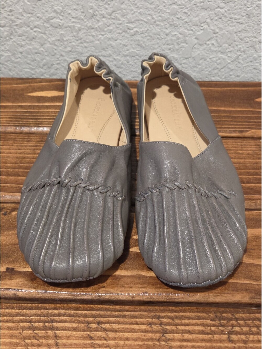 Chocolat Blu Cam 3 Flats US 6M Gray Pleated Pintuck Leather Ballet Shoes $158